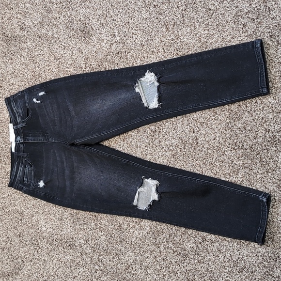 Vervet Audrey Mom High rise Jeans Stretchy Distressed Size 26 Black NEW - Picture 2 of 7